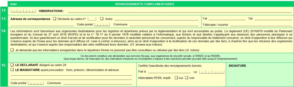 Comment remplir le formulaire P2P4 i ? cadre 12,13,14,15